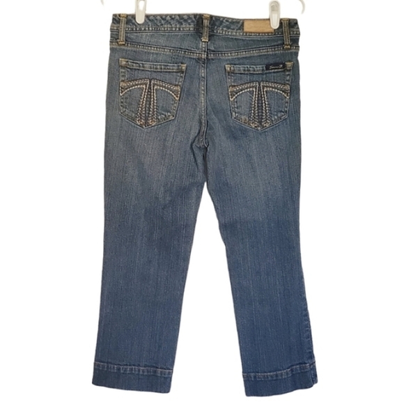 7030 * Seven7 Crop Embroidered Pocket Jeans Medium Wash Denim Size 28 - Picture 2 of 11
